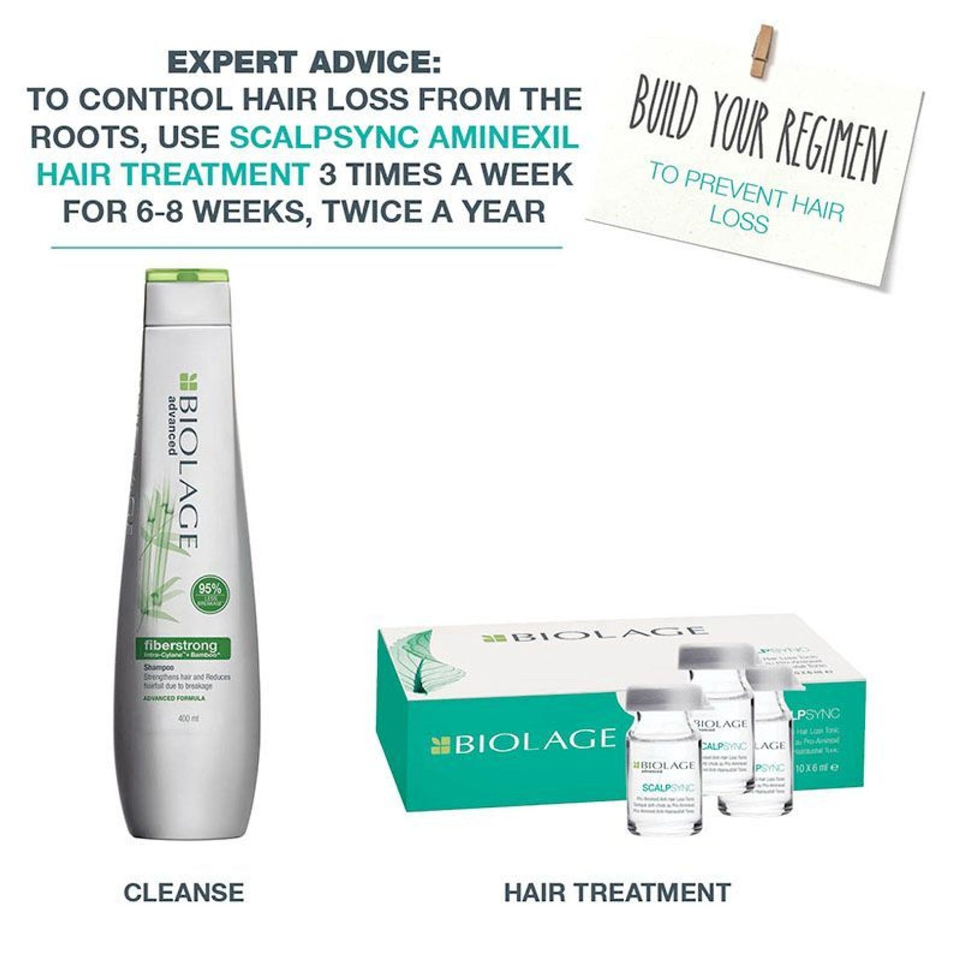 Biolage Aminexil Hair Treatment Pack, Reduces Hair Loss from Roots, 10x6ml