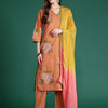 Dhiyona IE Striped Beads & Stones Pure Cotton Kurta With Trousers & Dupatta