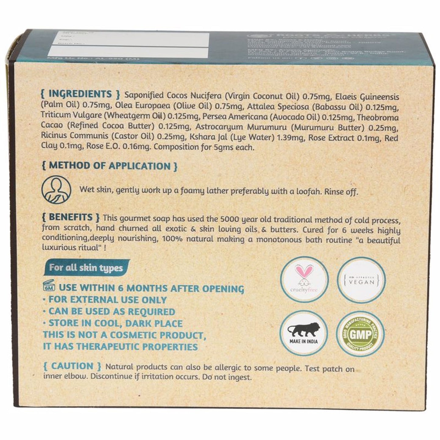 Roots & Herbs Cleansing Red Clay & Damask Rose Cleansing Bar