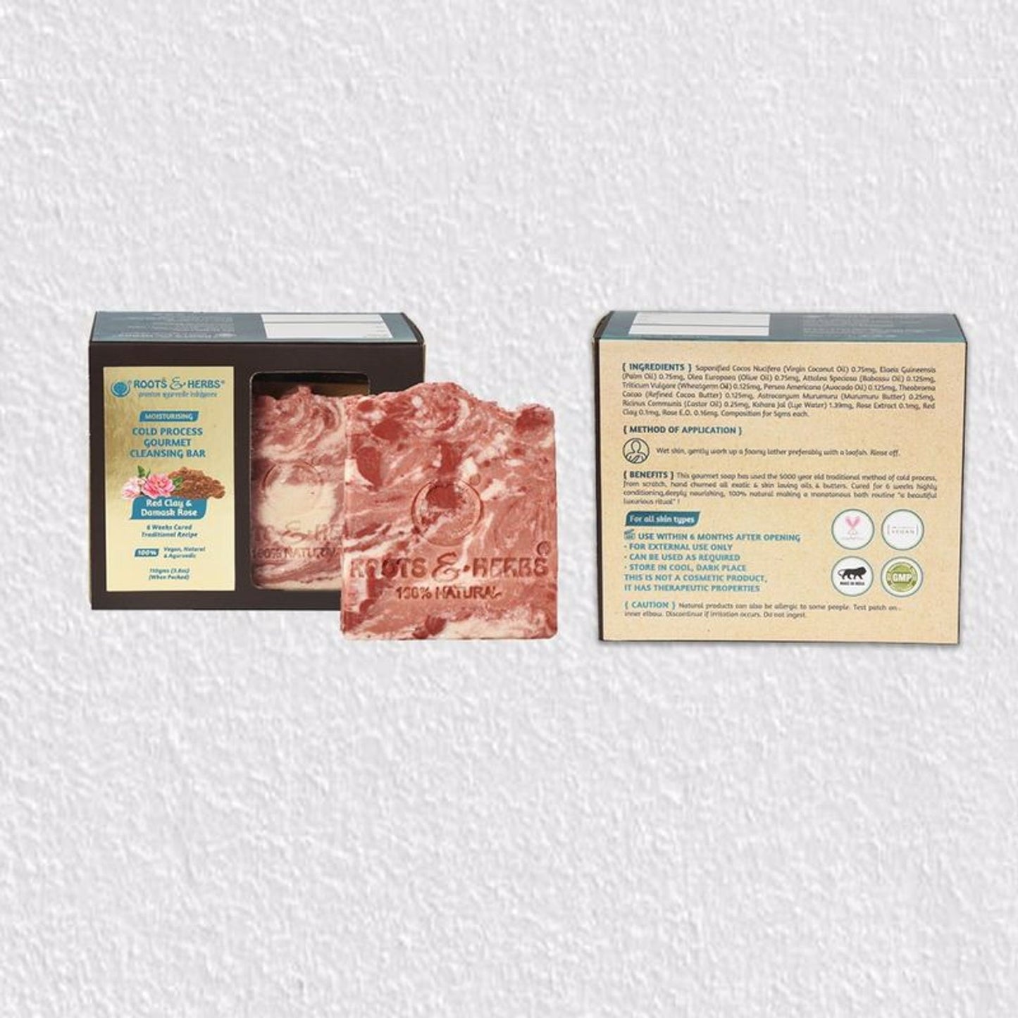 Roots & Herbs Cleansing Red Clay & Damask Rose Cleansing Bar