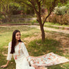 Dhiyona IE White Floral Yoke Design Tie-Up Neck Straight Kurta With Trousers & Dupatta