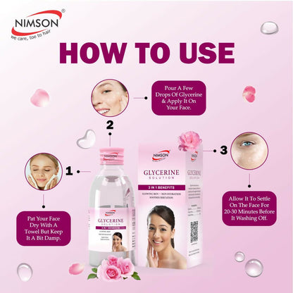 Nimson glycerine face gel for skin protection and moisturizing, showing clear gel texture in a white container.