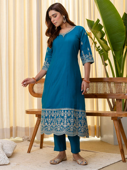 Dhiyona VV Vireya Rama Embroidred Kurta Sets with Sequins Work Women Suits