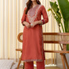 Dhiyona VV Niyati Peach Embroidred Kurta Sets with Sequins Work Women Suits