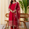 Dhiyona VV Vireya Cherry red Embroidred Kurta Sets with Sequins Work Women Suits