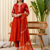 Dhiyona VV Rust Embroidred Kurta Sets with Sequins Work Women Suits