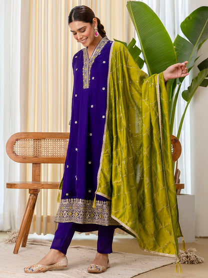 Dhiyona VV Purple Special Designer Kurta Pant Set with Elegant Dupatta