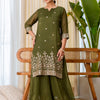 Dhiyona VV Green Embroidred Kurta Sets with Sequins Work Women Suits