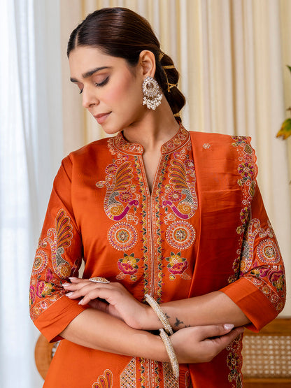 Dhiyona VV  Rust Designer Kurta Plazo Set