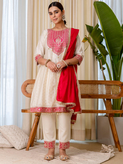 Dhiyona VV Sutra White Embroidred Kurta Sets with Heavy thread Work Women Suits