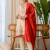 Dhiyona VV Beige Elegant Silk Kurta Pant Set