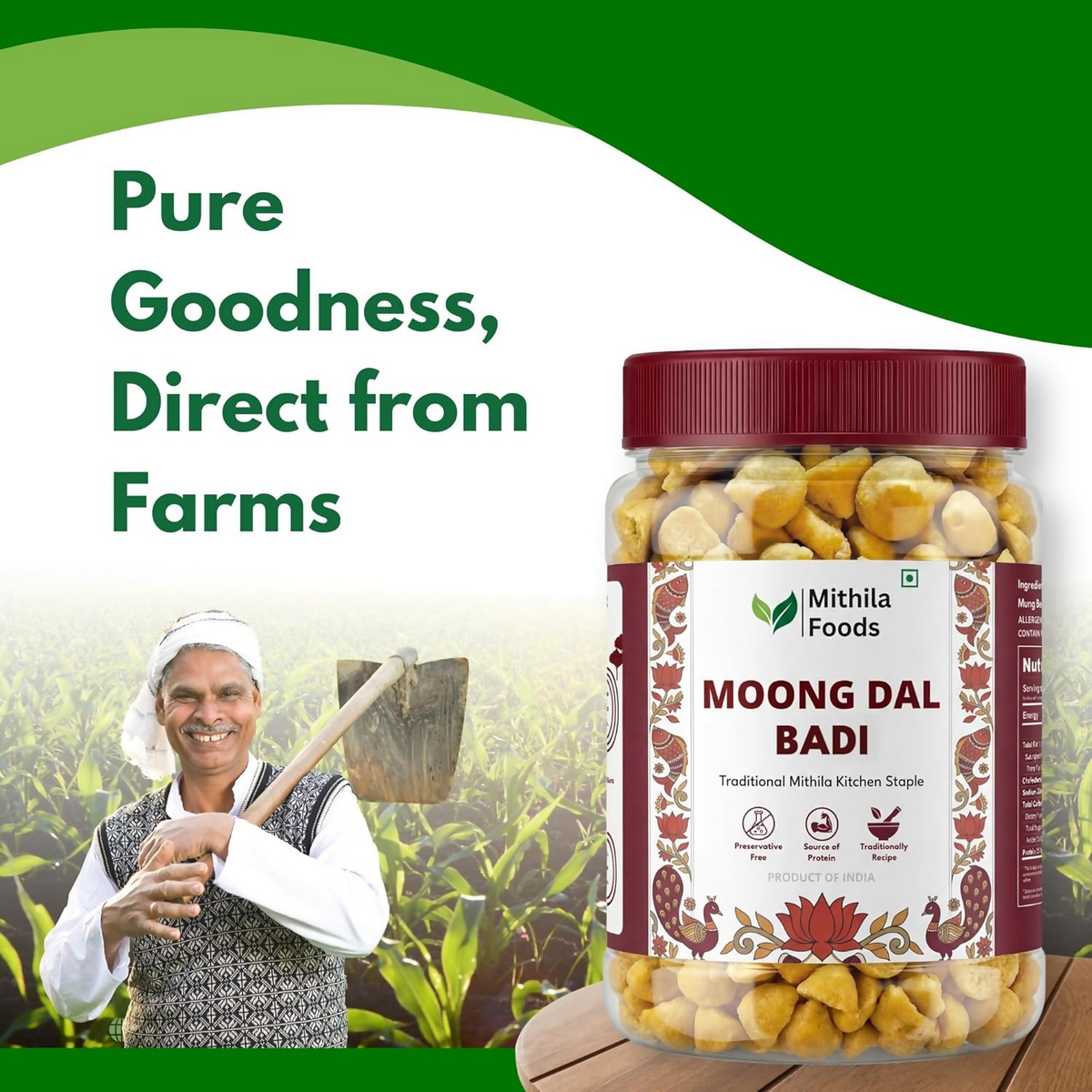 Mithila Foods Moong Dal Badi Light Sun-Dried Mangodi
