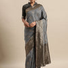 Women's Silk Blend Grey Woven Design Designer Saree With Blouse Piece