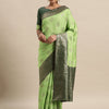 Women's Silk Blend Green Woven Design Designer Saree With Blouse Piece