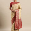 Women's Silk Blend Cream Woven Design Designer Saree With Blouse Piece