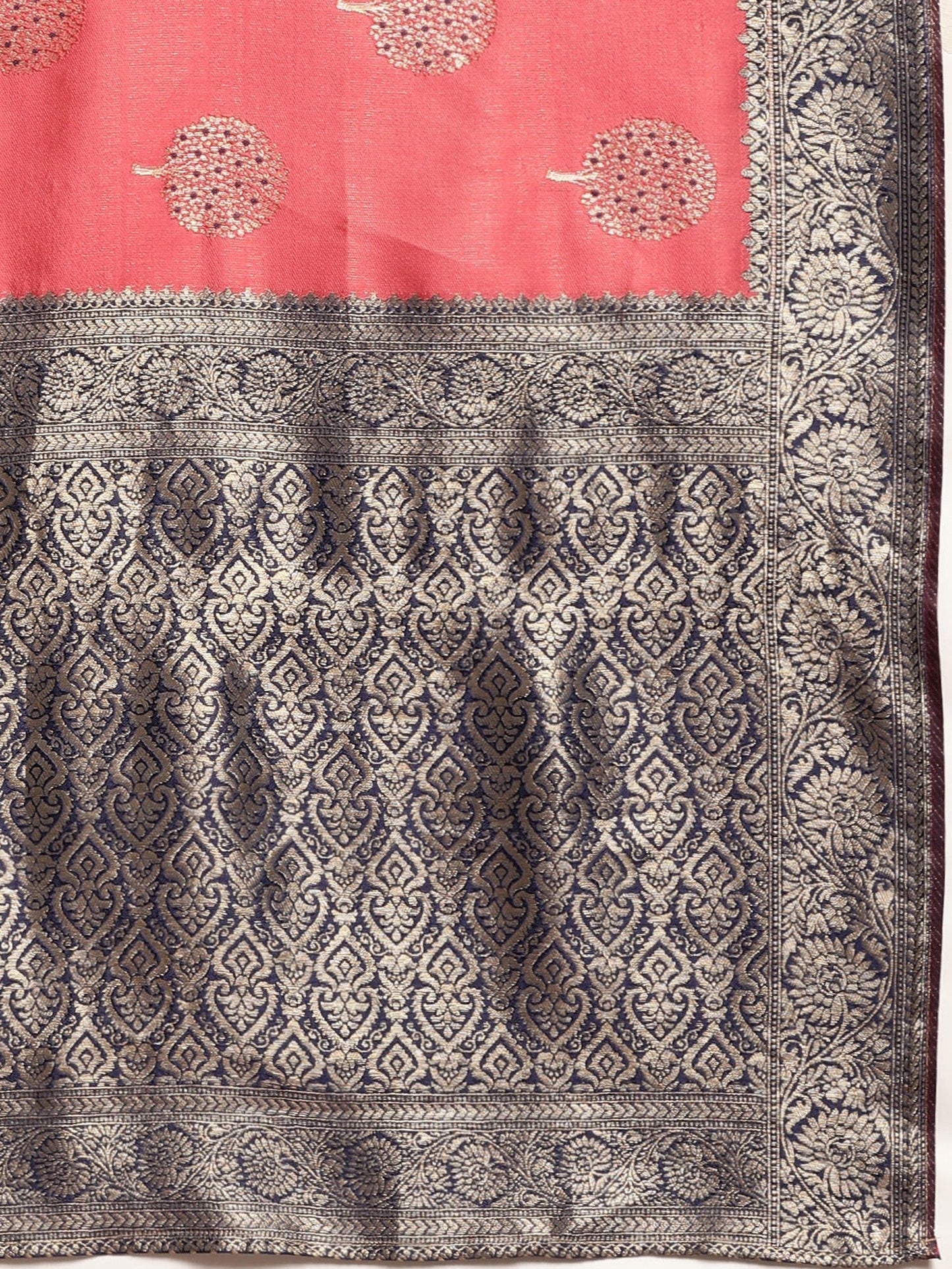Women's Silk Blend Pink Woven Design Designer Saree With Blouse Piece