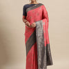 Women's Silk Blend Pink Woven Design Designer Saree With Blouse Piece
