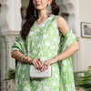 Indyancart IE Women Floral Printed Regular Pure Cotton Kurta with Trousers & With Dupatta