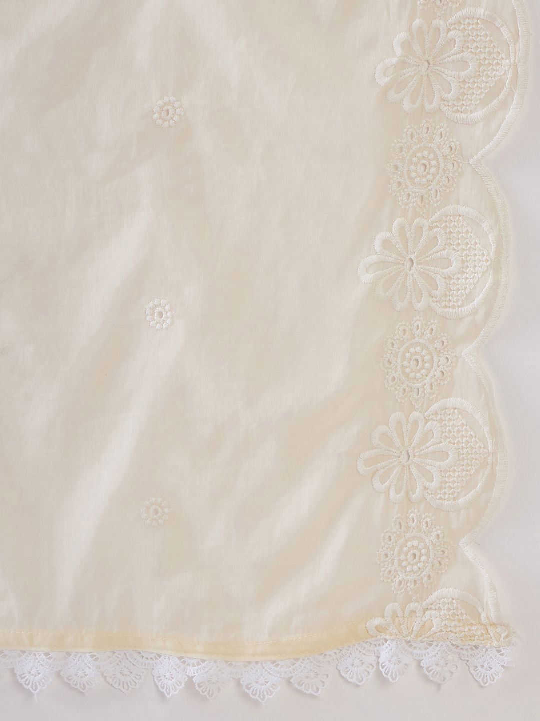 Indyancart IE Embroidered A-Line Mirror Work Pure Cotton Kurta with Trousers & Dupatta