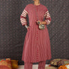 Dhiyona IE Printed Mandarin Collar Three-Quarter Sleeves Top With Trousers