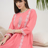 Dhiyona IE Floral Embroidered Pure Cotton Round Neck Tunic With Trousers