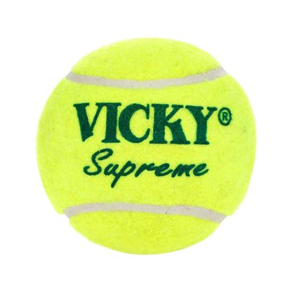 Vicky Supreme yellow tennis and cricket ball with heavy, durable rubber design suitable for games and sports activities