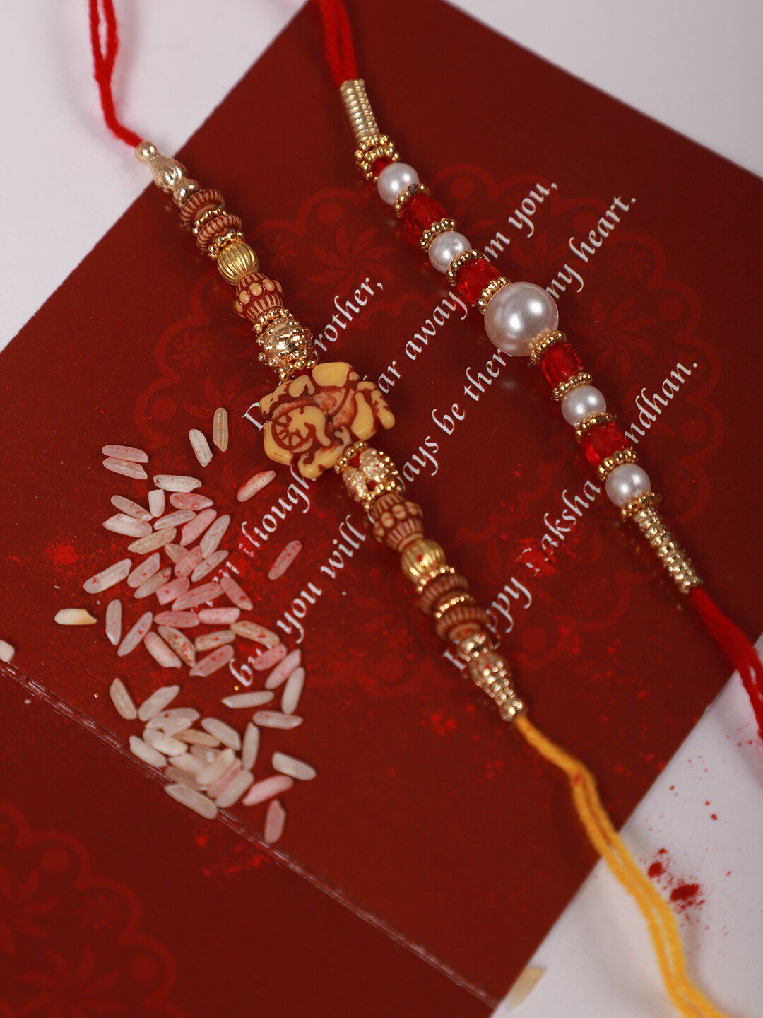 Anouk Unisex Set Of 2 Beaded Thread Rakhi