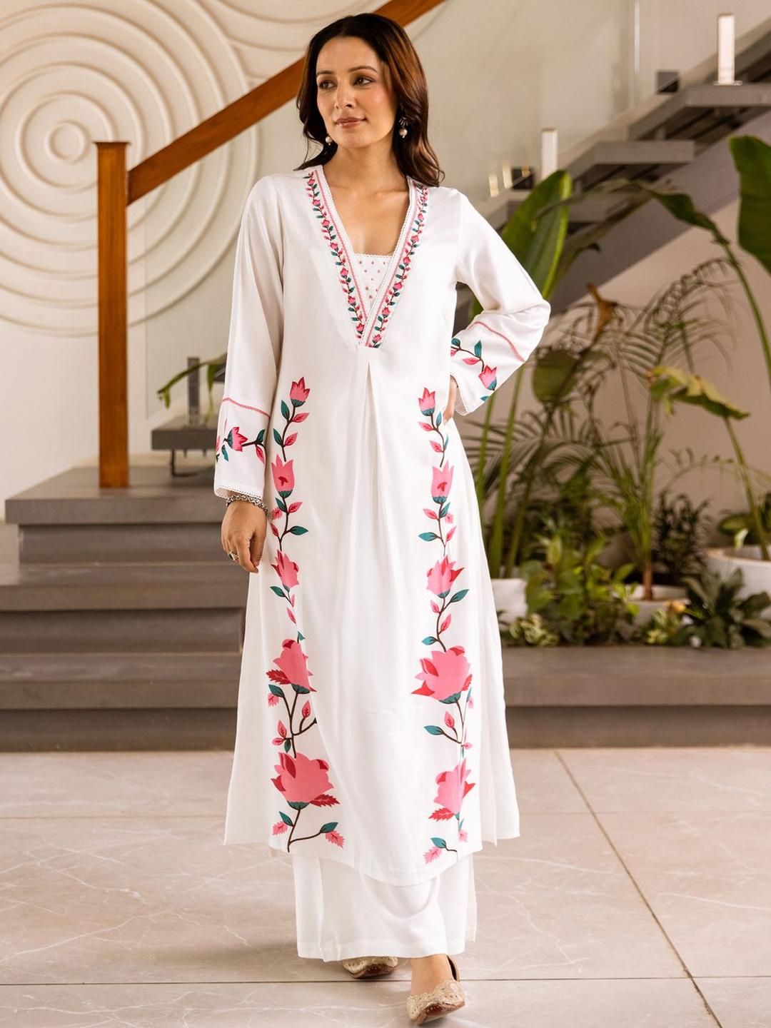Dhiyona IE Printed A-Line Top With Palazzos Co-Ords set