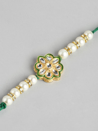 Anouk Unisex Set of 2 Beaded Bhai Bhabhi Rakhis With Roli & Chawal