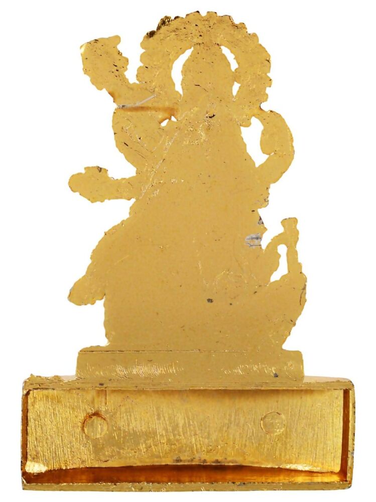 Zinc plated Goddess Saraswati idol from Kesar Zems, showcasing intricate details and traditional design for worship and decor.