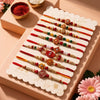 Dhiyona Set Of 10 Artificial Stones & Beads Thread Rakhi With Roli Chawal Chandan Mishri