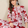 Dhiyona IE Floral Printed Pure Cotton Round Neck Tunic With Trousers Co-Ords