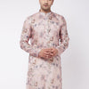 Men's MulticolorBasePeach Cotton Blend Straight Kurta