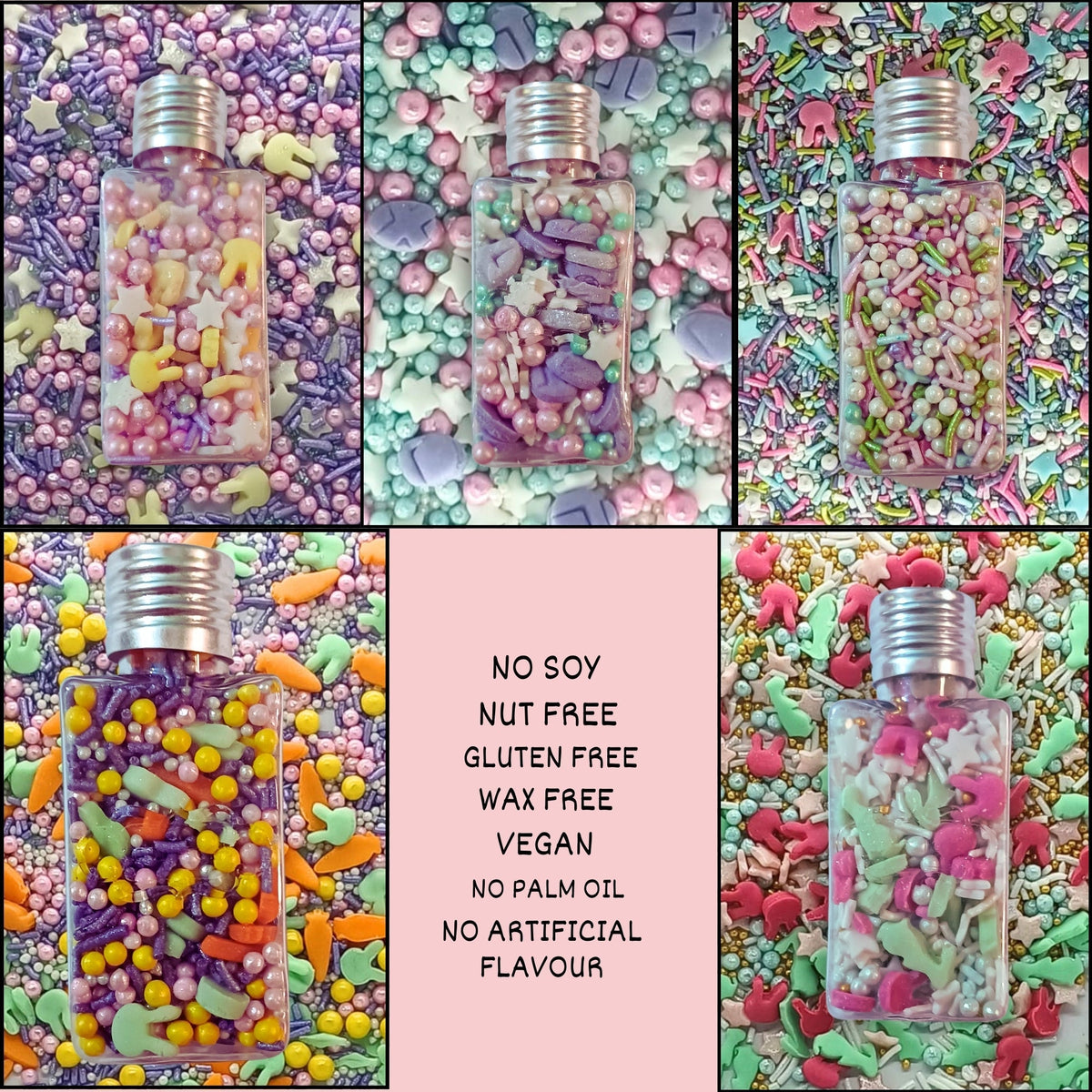 Confect Edible Sprinkles | Mix Red, Pink, Green & Yellow Pearls Pack of 5 (EAST 1) - 100Gms
