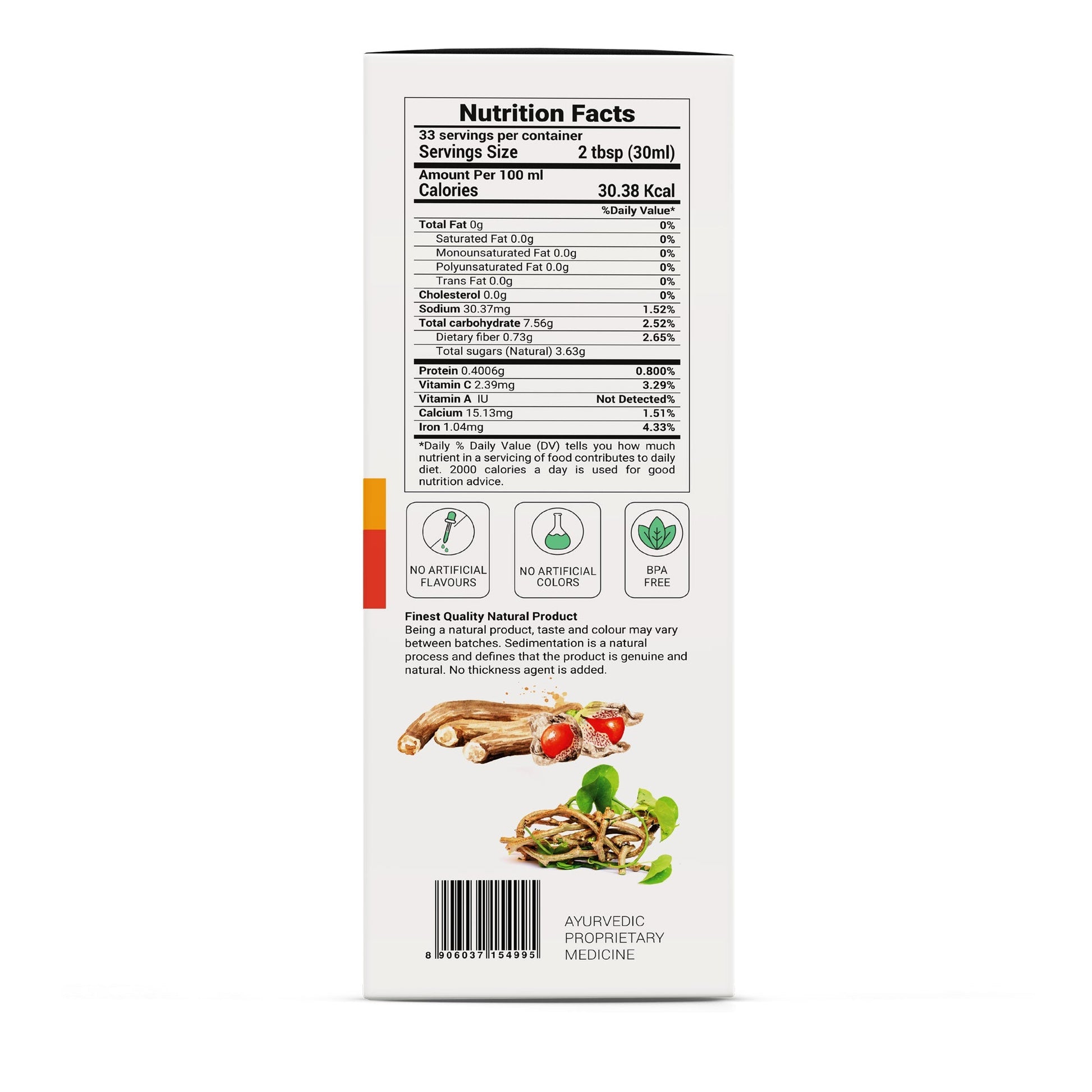 Krishna's Herbal & Ayurveda Nutrin Juice bottle of Ayurvedic drink with herbal ingredients, shown against a plain background.