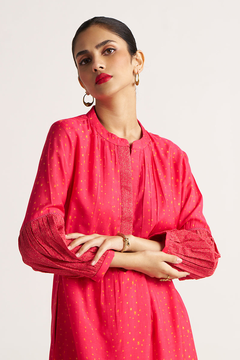 Women's Rani Pink Bemberg Silk Festive Co-ord Set