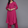 Dhiyona VR Women's Magenta Solid A-Line Kurta Paired With Tonal Bottom