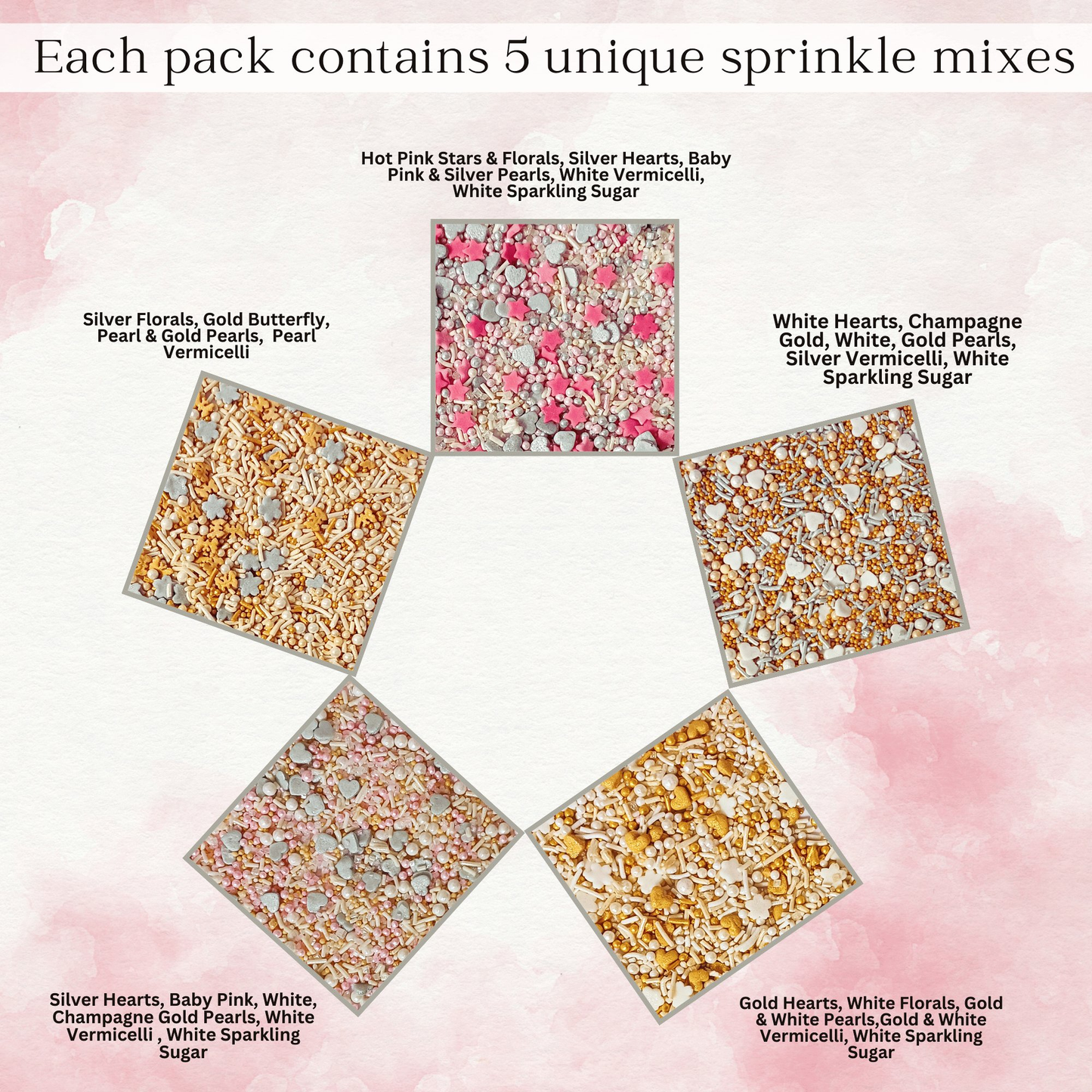 Confect Valentine Sprinkles | 19 Edible Decoration for Baking & Dessert