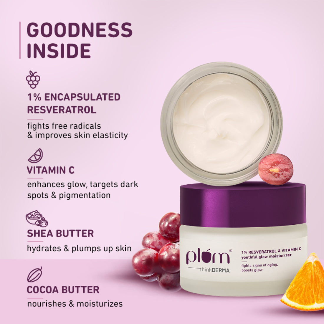 Plum Goodness 1% Resveratrol & Vitamin C Youthful Glow Moisturizer