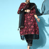 Indyancart IE Women Floral Printed Gotta Patti Kurta With Trousers & Dupatta