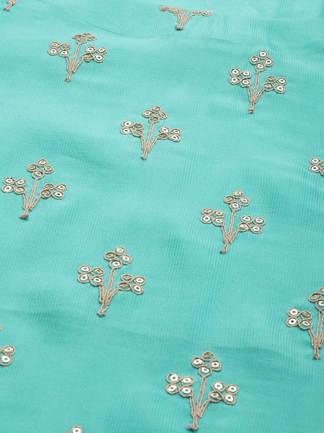 Women Sea Green Embroidered Liva Kurta with Trousers & Dupatta