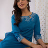 Dhiyona IE Floral Yoke Design Thread Work Pure Cotton Kurta With Trousers