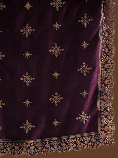 Dhiyona IE Floral Embroidered Regular Thread Work Straight Kurta With Trousers & Dupatta