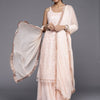 Indyancart VA Women Peach-Coloured Floral Sequinned Kurta with Sharara & With Dupatta