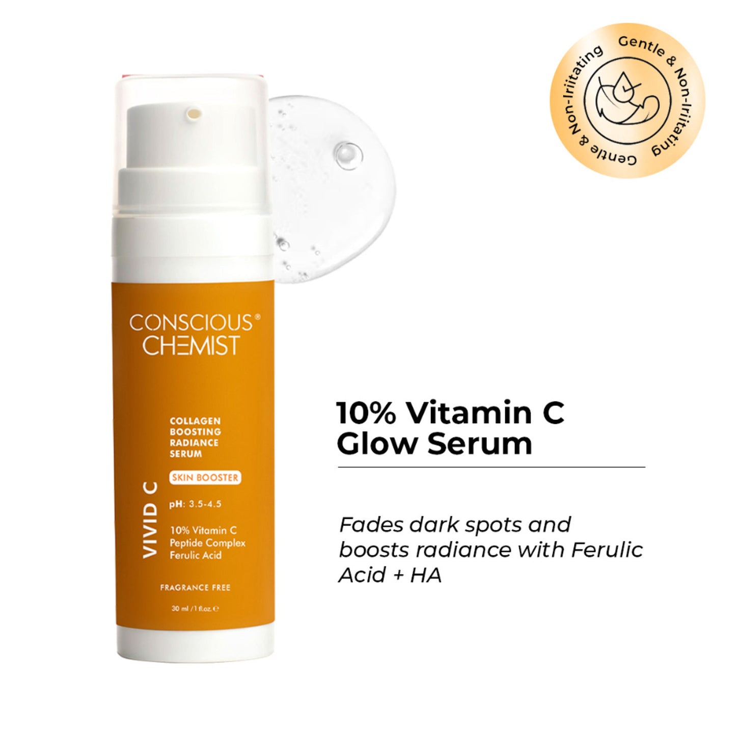 Conscious Chemist 10% Vitamin C Face Serum (Advanced) With Peptiide Complex For Glowing Skin