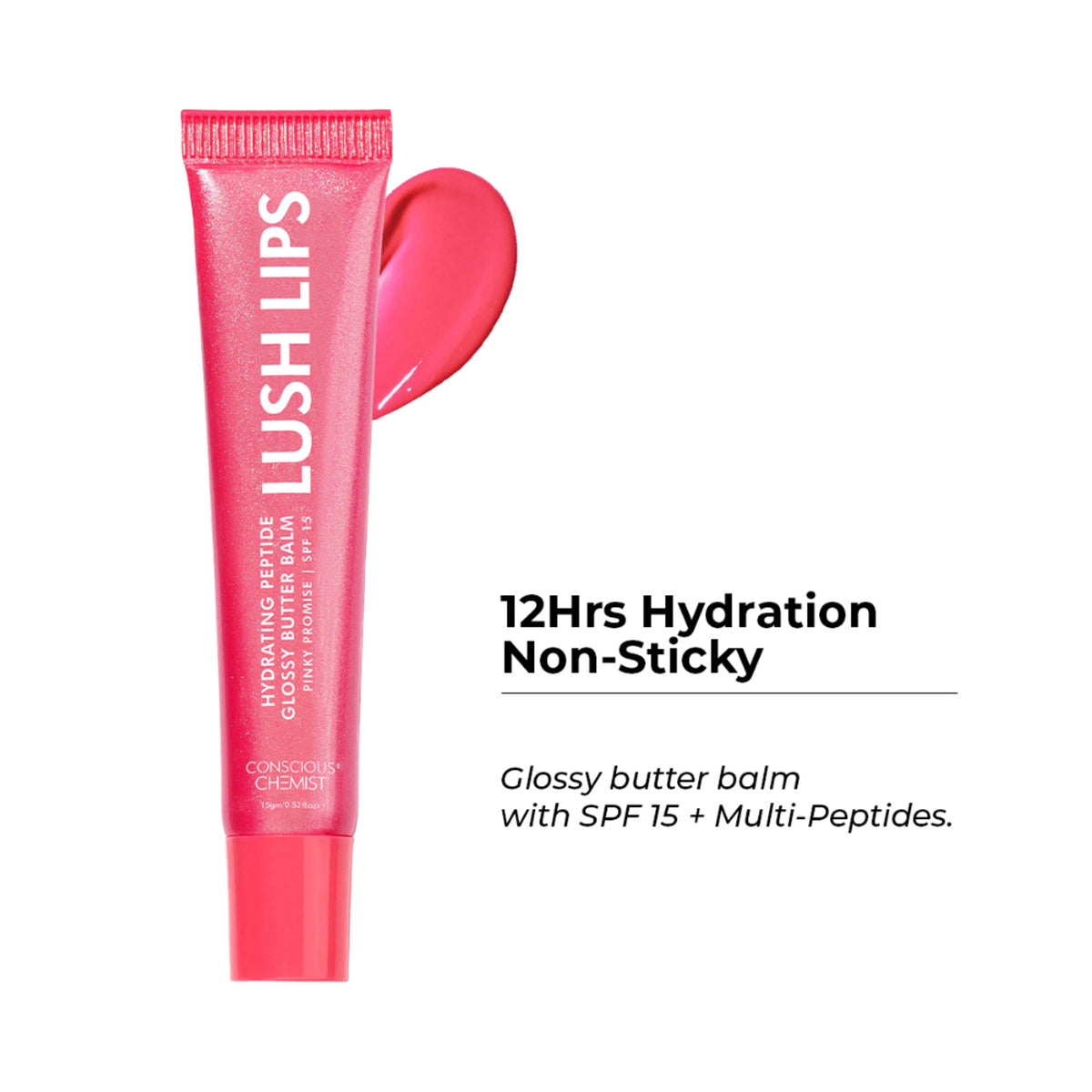 Conscious Chemist Multi Peptide & Shea Butter Lip Balm with SPF15 - Pinky Promise