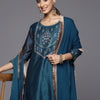 Dhiyona VA Women'sFloral Embroidered Sequinned Chanderi Silk Kurta With Trousers & With Dupatta
