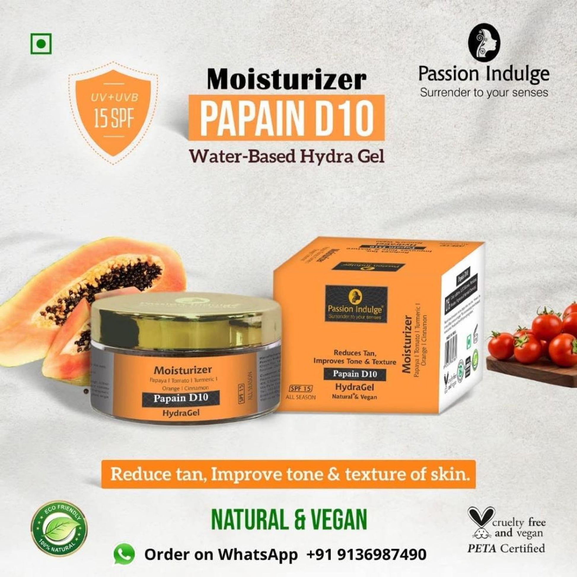Passion Indulge Papain D10 Hydra Gel Natural & Vegan Moisturizer