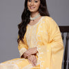 Indyancart VA Women's Embroidered Sequinned Pure Cotton Kurta with Trousers & Dupatta