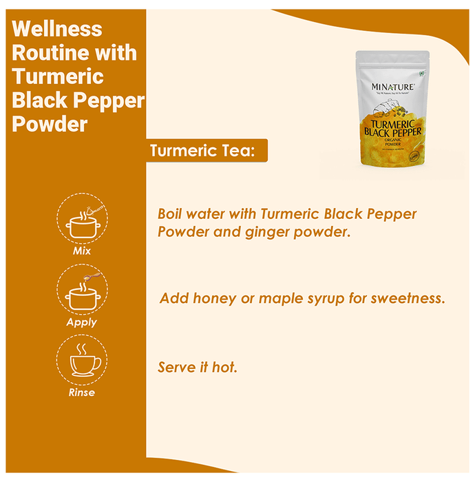Organic Minature Ayurvedic turmeric and black pepper powder in a jar, showcasing the vibrant yellow and black spices.